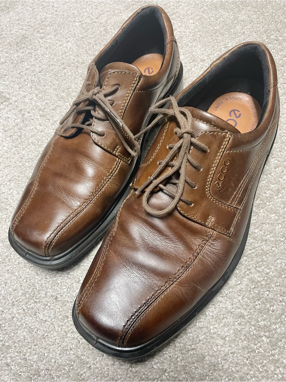 Ecco Men's Brown Leather Lace-Up Derby Shoes